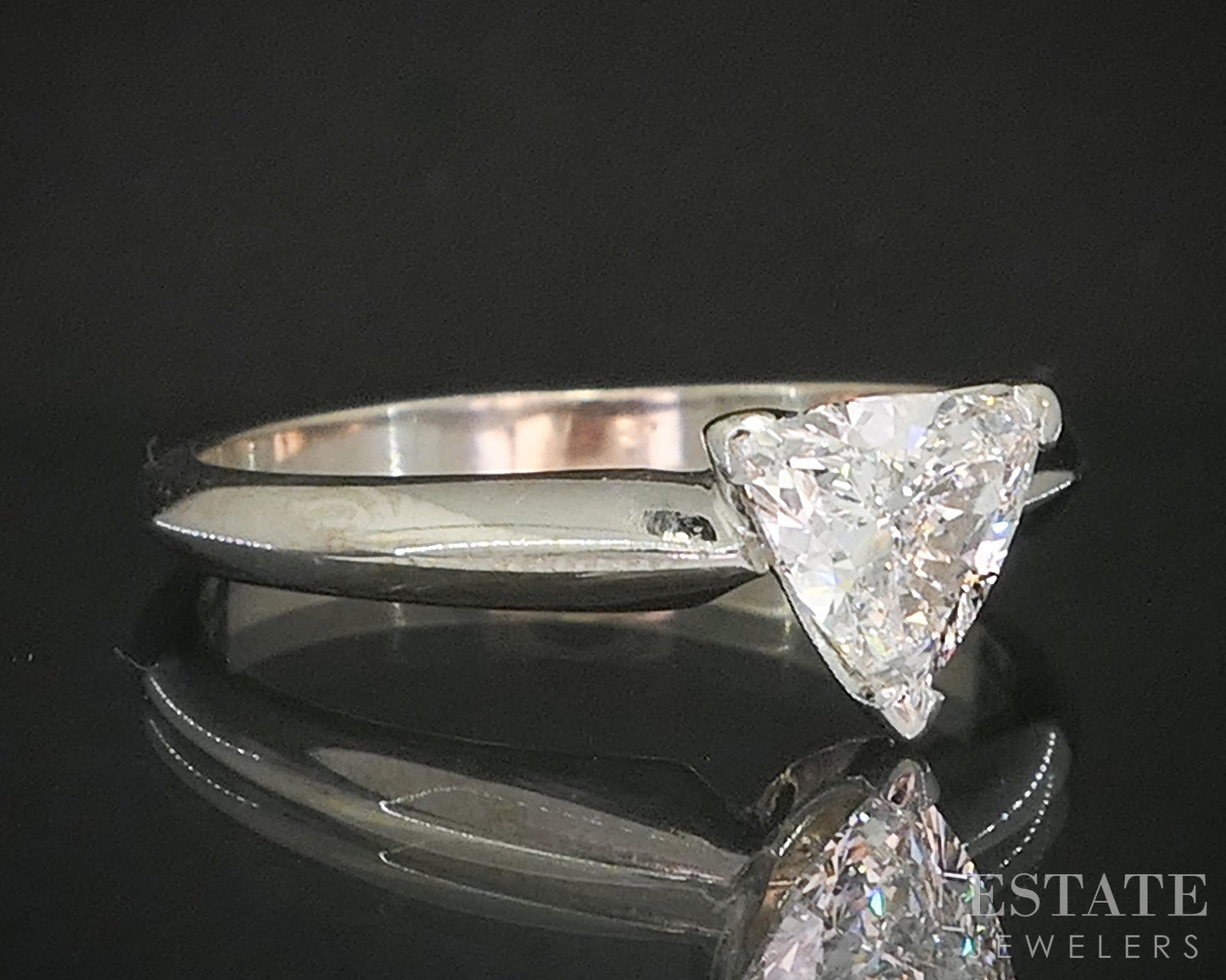 14k White Gold GIA Triangle Natural .62ct Diamond Solitaire Ring 2.7g p16385
