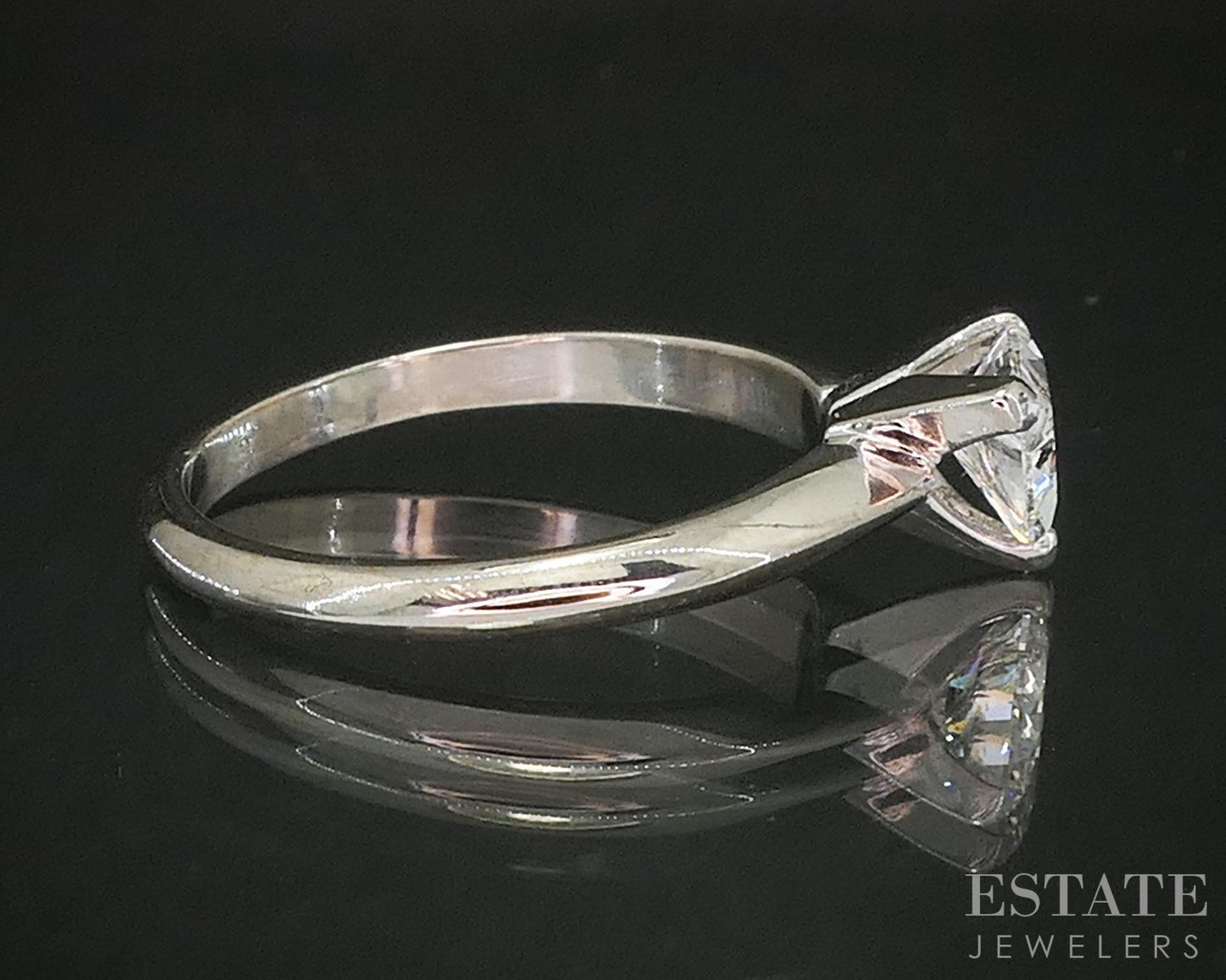 14k White Gold GIA Triangle Natural .62ct Diamond Solitaire Ring 2.7g p16385