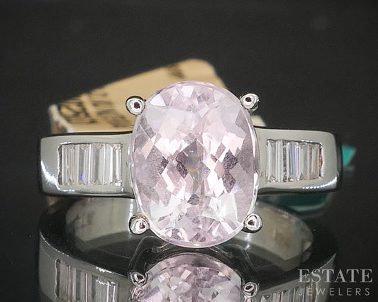 14k White Gold EFFY Natural Kunzite & Diamond Ladies Ring 5.6g p16395