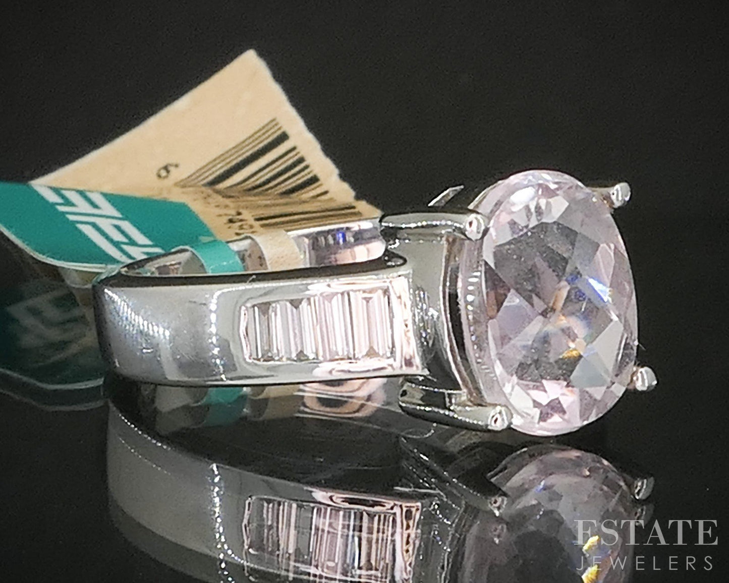14k White Gold EFFY Natural Kunzite & Diamond Ladies Ring 5.6g p16395
