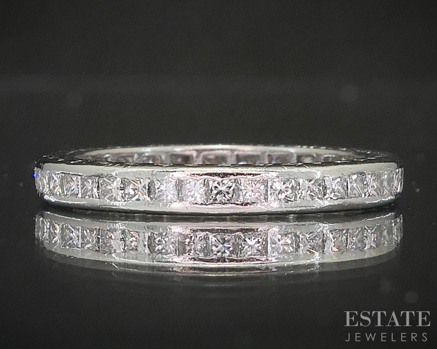 Platinum Princess Natural .95ctw Diamond Eternity Wedding Band 4g p16394