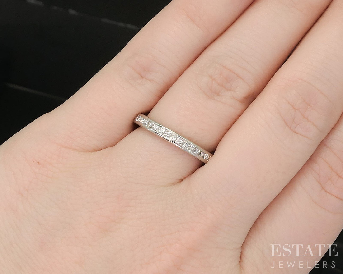 Platinum Princess Natural .95ctw Diamond Eternity Wedding Band 4g p16394