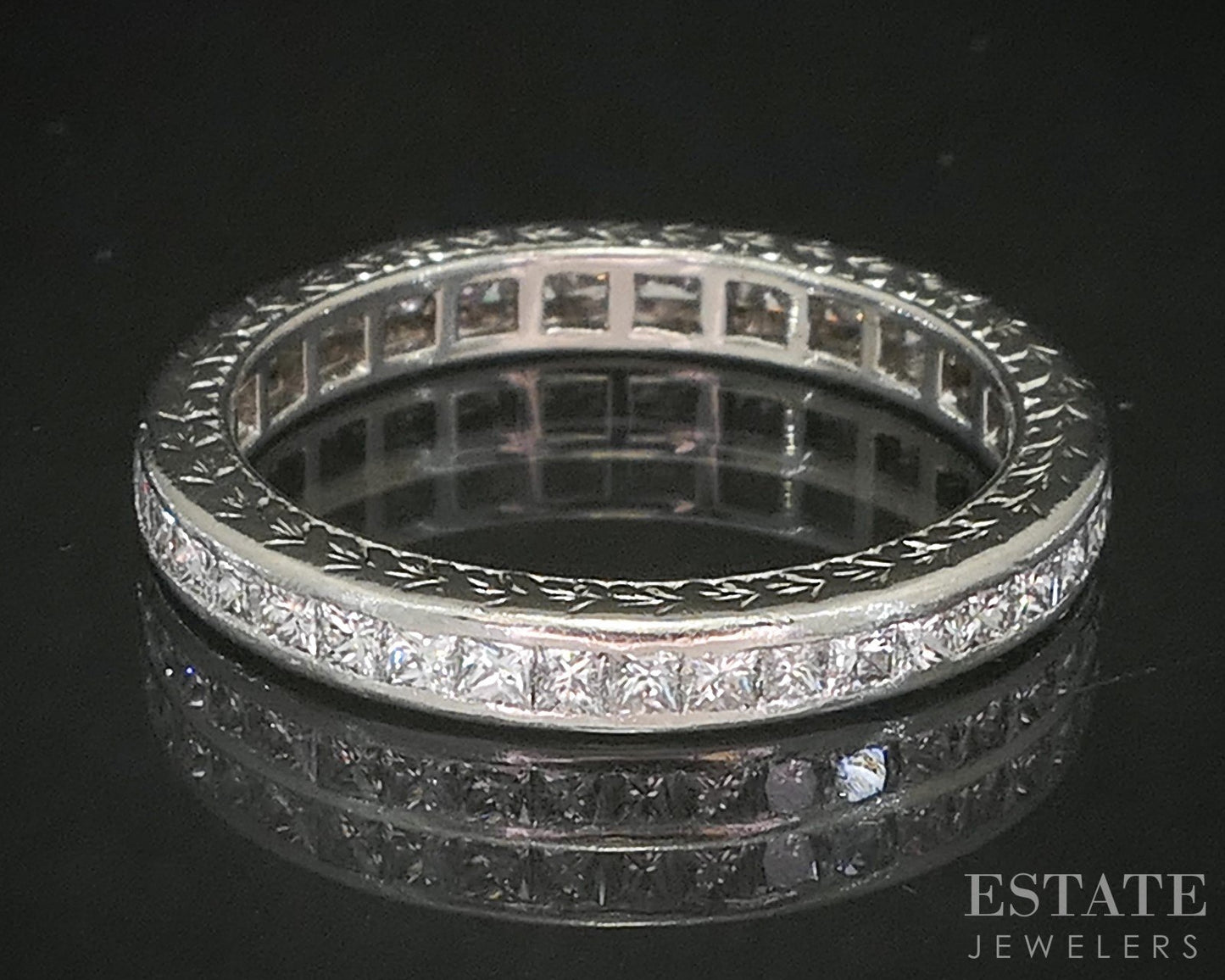 Platinum Princess Natural .95ctw Diamond Eternity Wedding Band 4g p16394