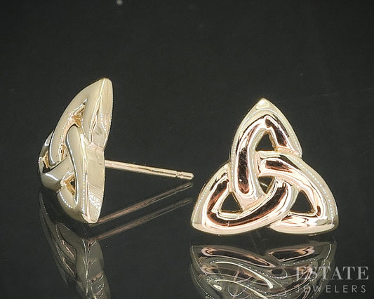 10k Yellow Gold Celtic Trinity Knot Stud Ladies Earrings 1.8g p16590b
