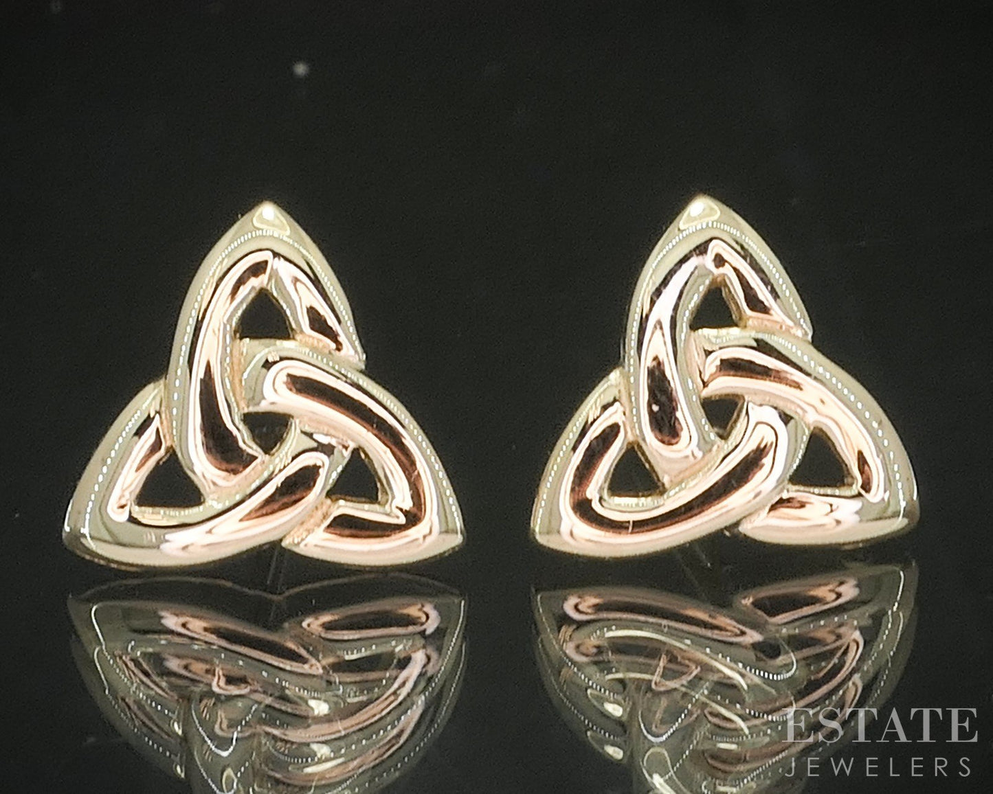 10k Yellow Gold Celtic Trinity Knot Stud Ladies Earrings 1.8g p16590b