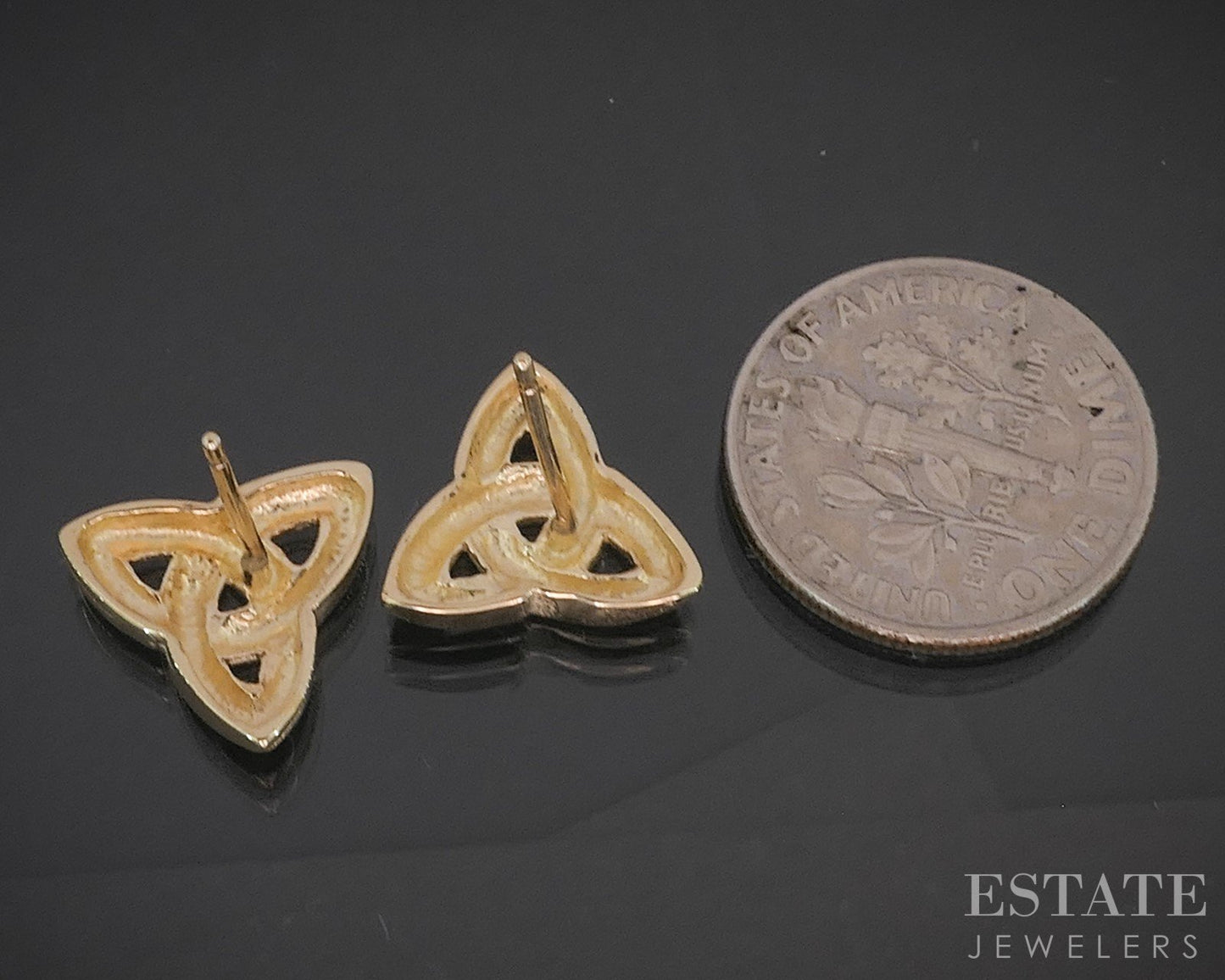 10k Yellow Gold Celtic Trinity Knot Stud Ladies Earrings 1.8g p16590b