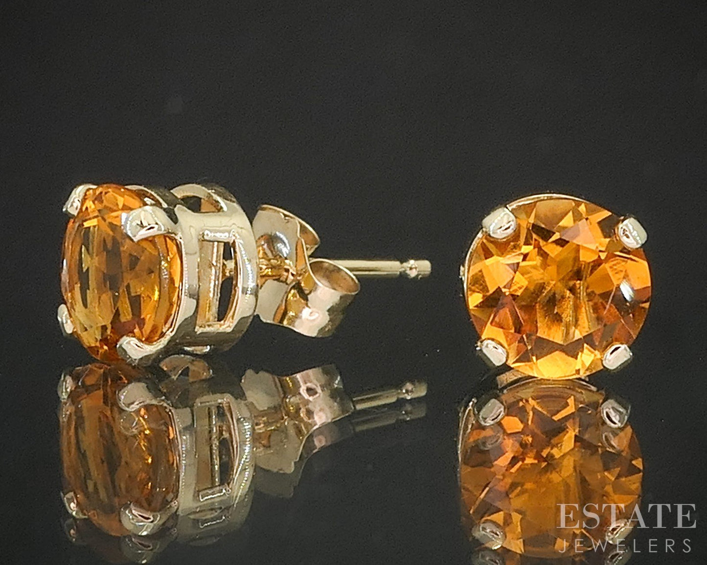14k Yellow Gold Round 5.8mm Natural Citrine Stud Earrings p16671b