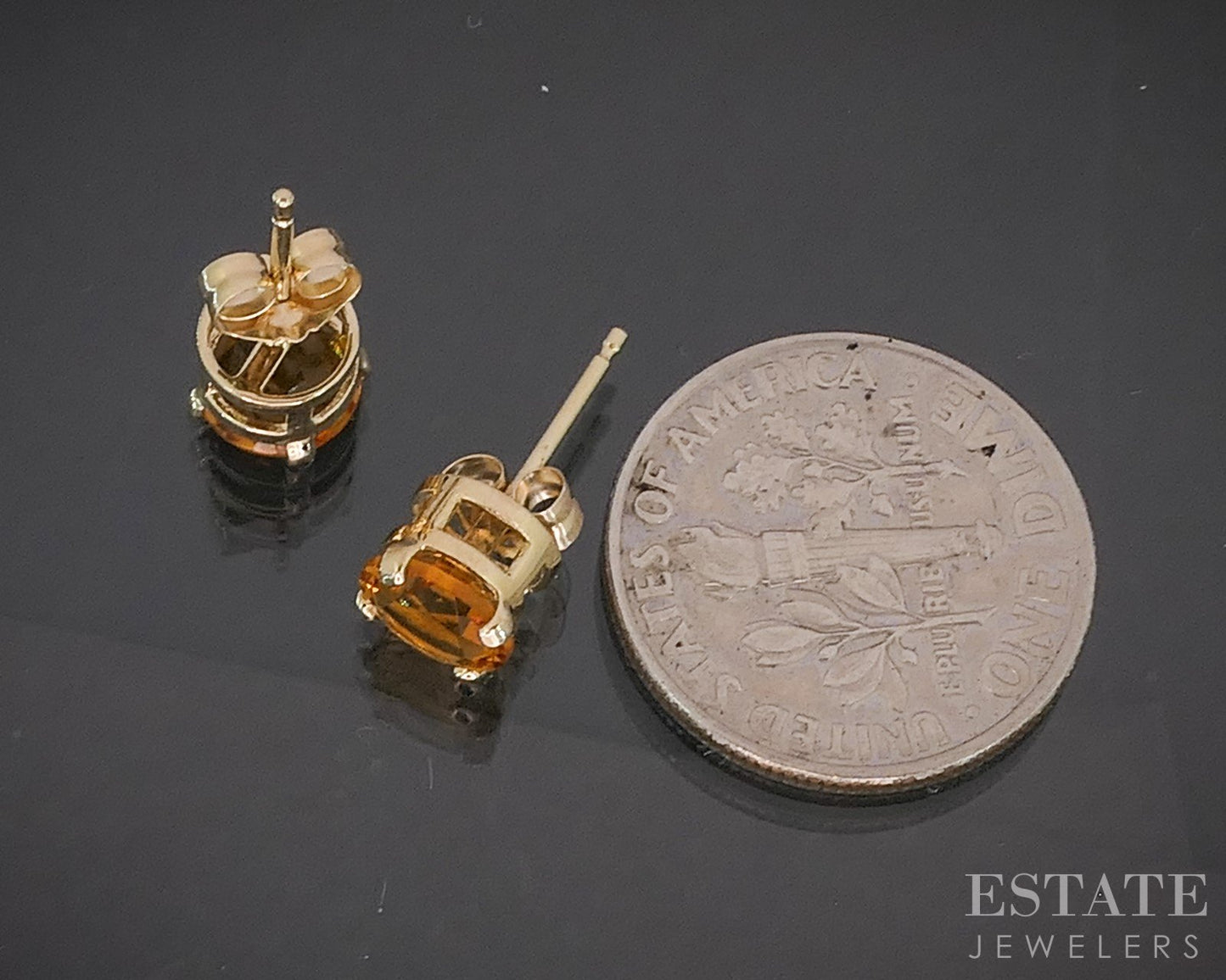 14k Yellow Gold Round 5.8mm Natural Citrine Stud Earrings p16671b