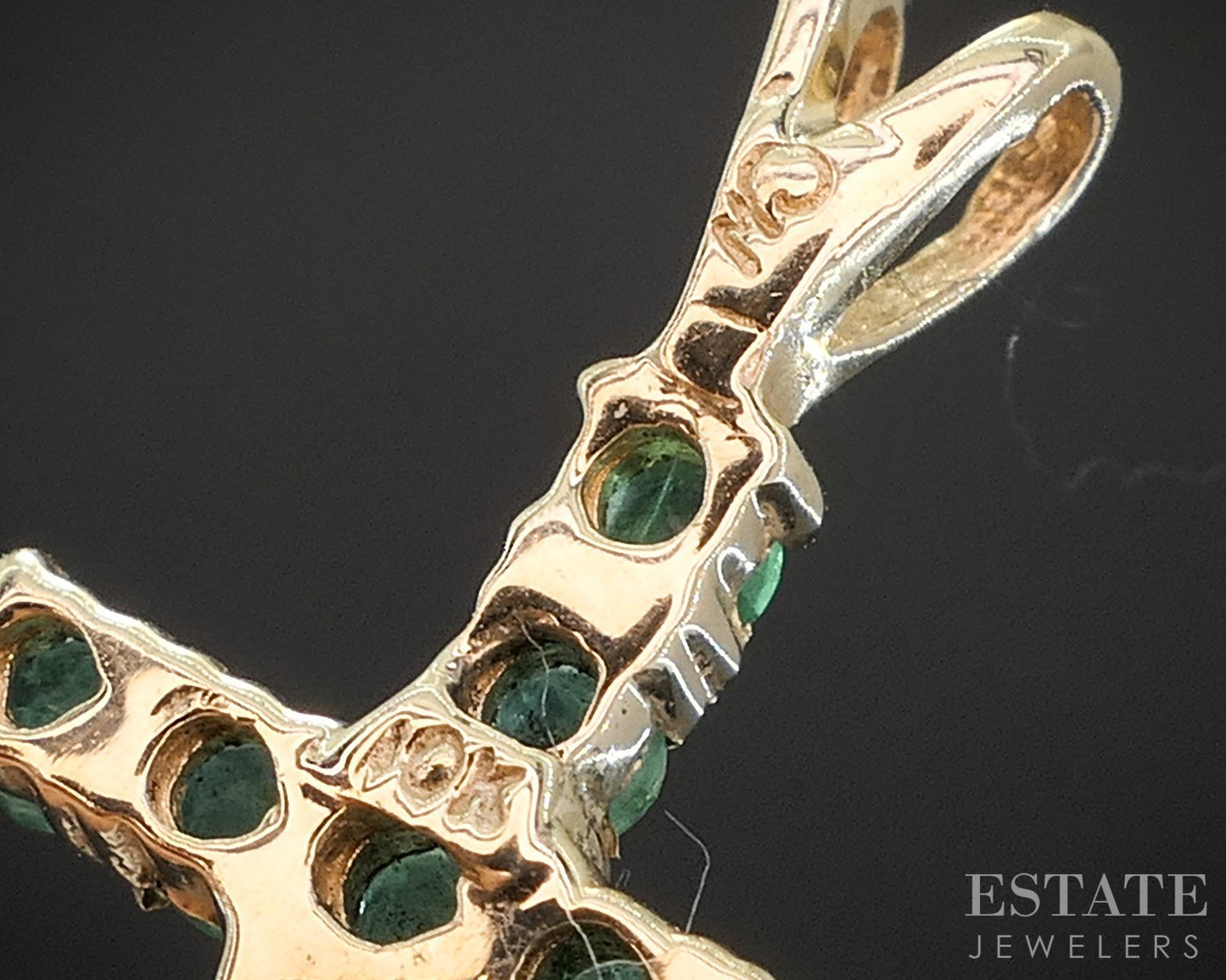 10k Yellow Gold Natural Emerald Cross Ladies Pendant 0.8g p16591b