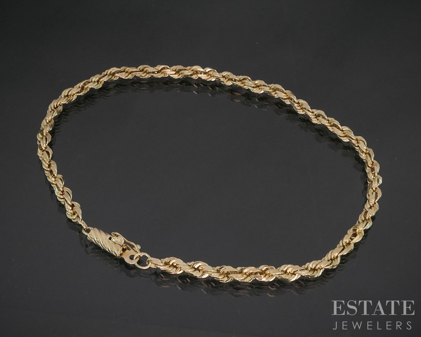 14k Yellow Gold 3.3mm Rope Chain Link Mens Bracelet 7.4g 8.75"L p16595b