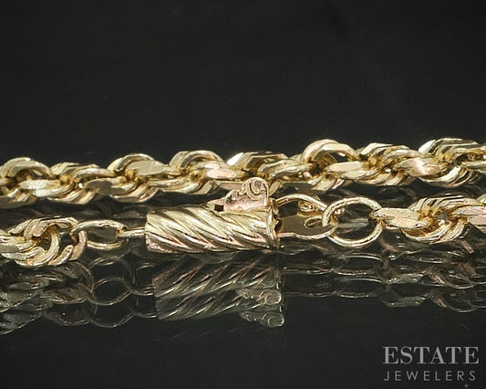 14k Yellow Gold 3.3mm Rope Chain Link Mens Bracelet 7.4g 8.75"L p16595b