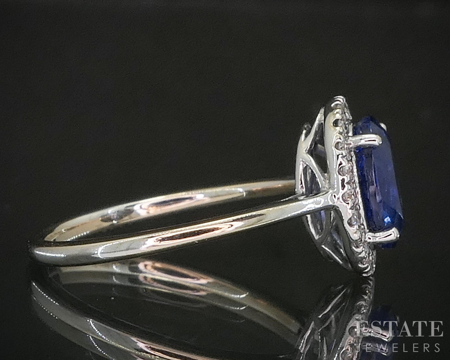 18k White Gold Oval Natural Tanzanite & Diamond Halo Ladies Ring 2.8g p16650b