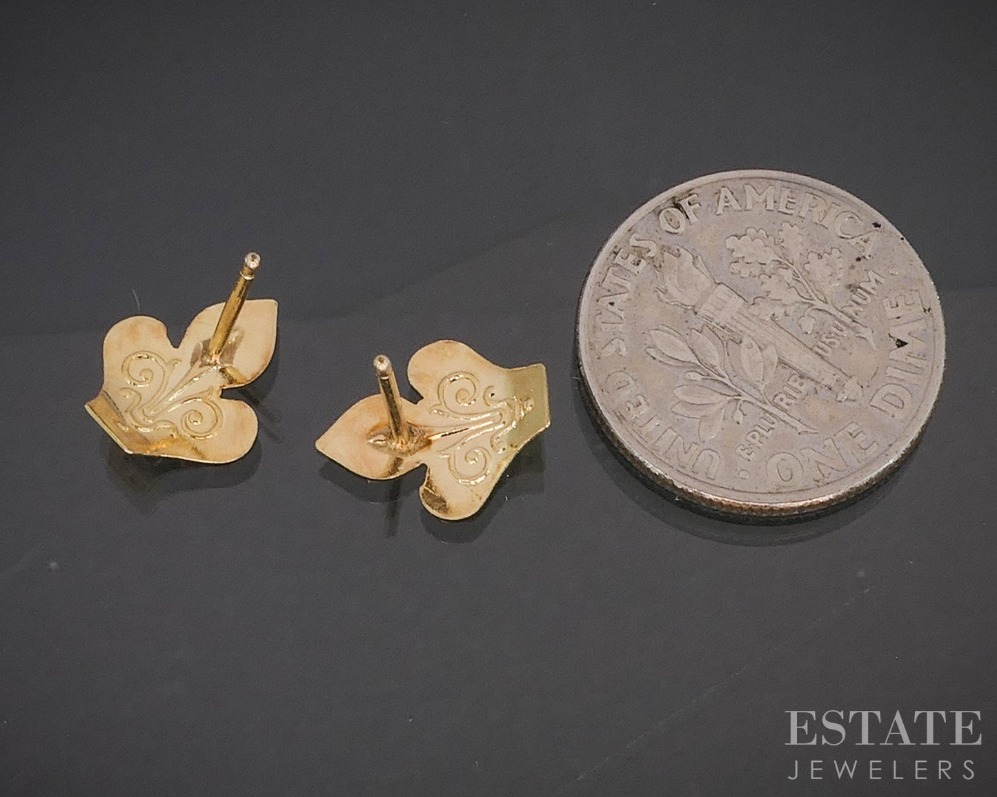 14k Yellow Gold Fleur De Lis Stud Ladies Earrings 0.4g p16648b