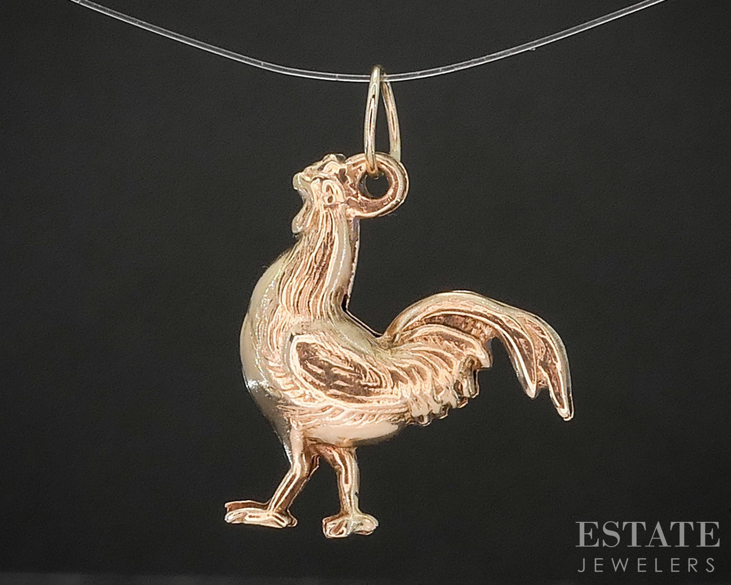 10k Yellow Gold Dimensional Rooster Charm Pendant 0.9g p16649b