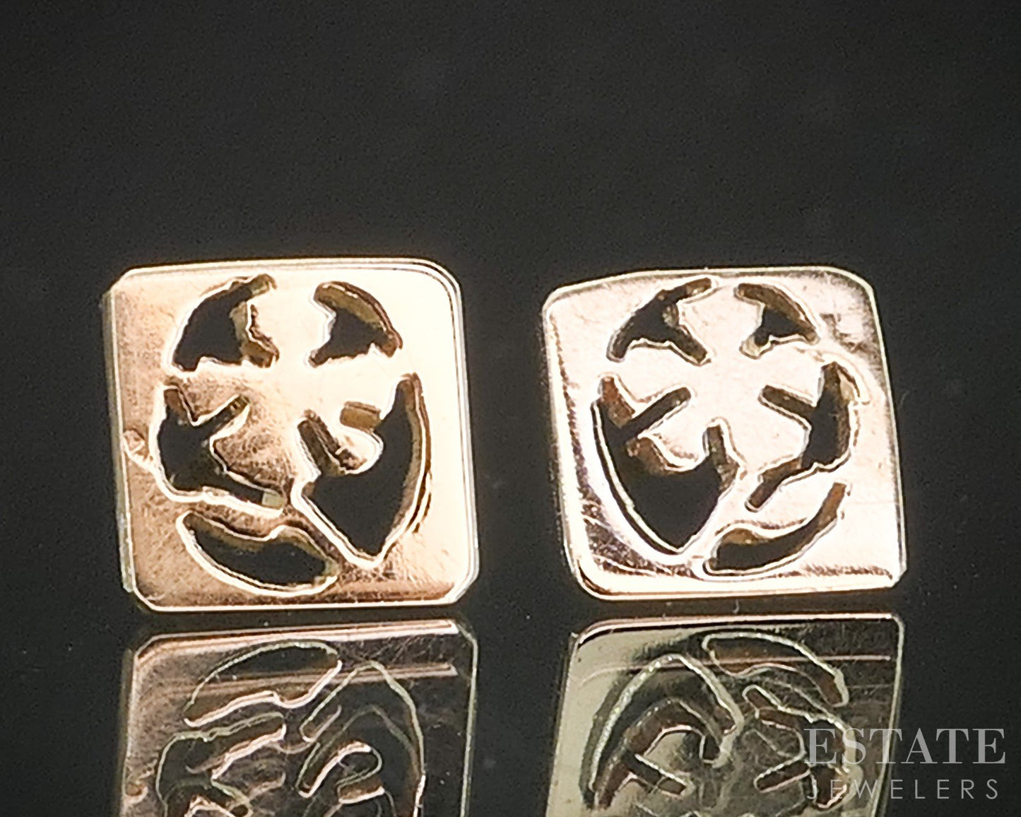 14k Yellow Gold Cut Out Flower Stud Ladies Earrings .5g p16645b