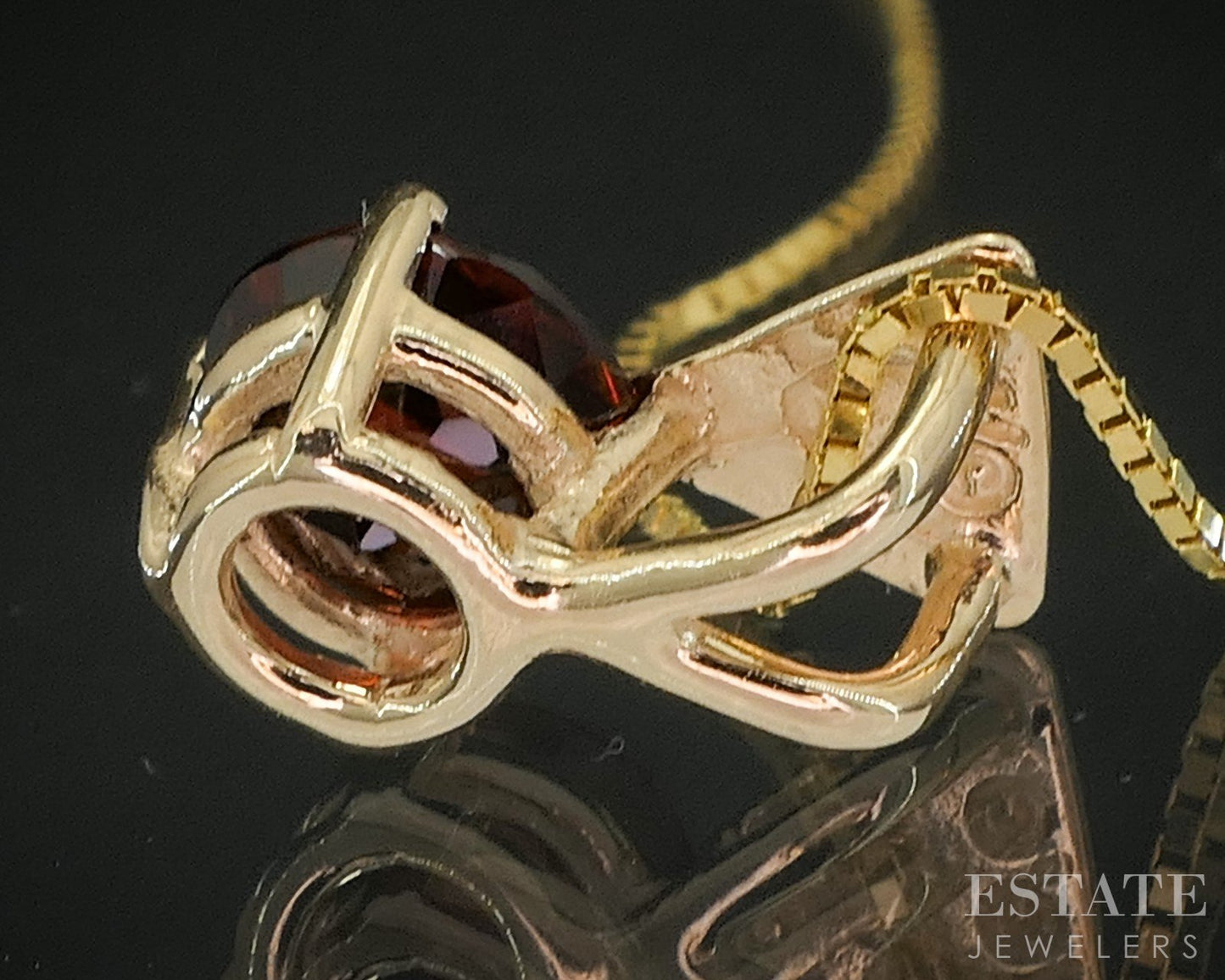 14k Yellow Gold Round Natural Garnet Ladies Solitaire Necklace 2.3g p16629b