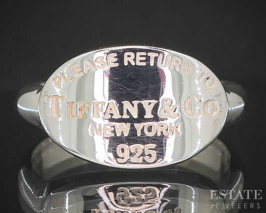 Sterling Silver Tiffany & Co. Return To Tiffany Ladies Band Ring 4.5g p14909