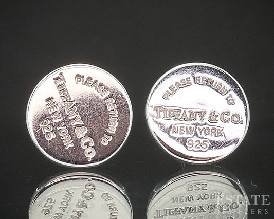 Sterling Silver Tiffany & Co. Return To Tiffany Button Stud Earrings 2.4g p14929