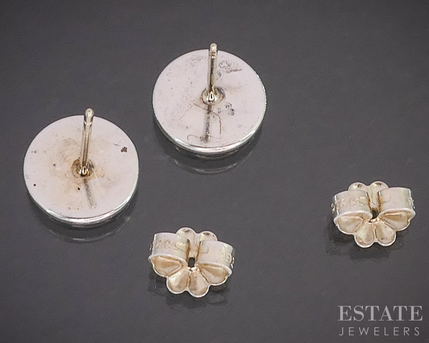 Sterling Silver Tiffany & Co. Return To Tiffany Button Stud Earrings 2.4g p14929