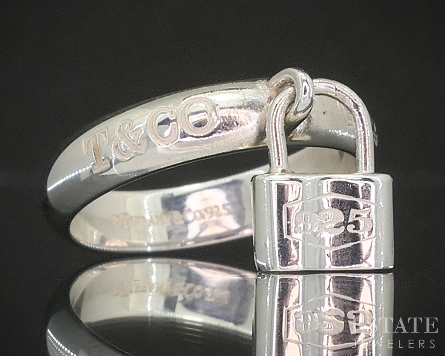Sterling Silver Tiffany & Co. 1837 Lock Ladies Band Ring 3.8g p14926