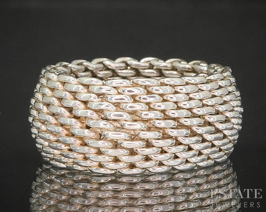 Sterling Silver Tiffany & Co. 10mm Mesh Ladies Band Ring 9g p14917