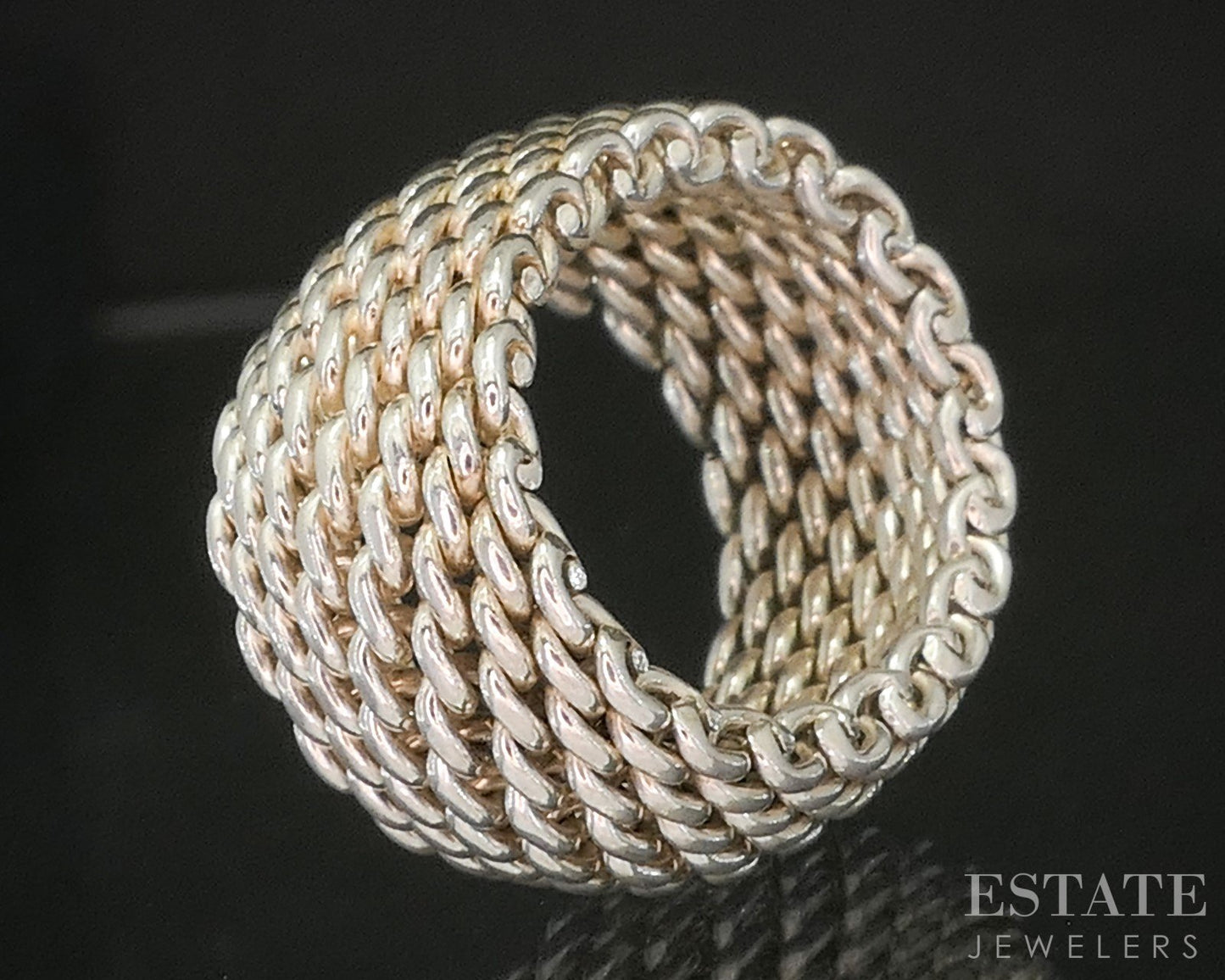 Sterling Silver Tiffany & Co. 10mm Mesh Ladies Band Ring 9g p14917