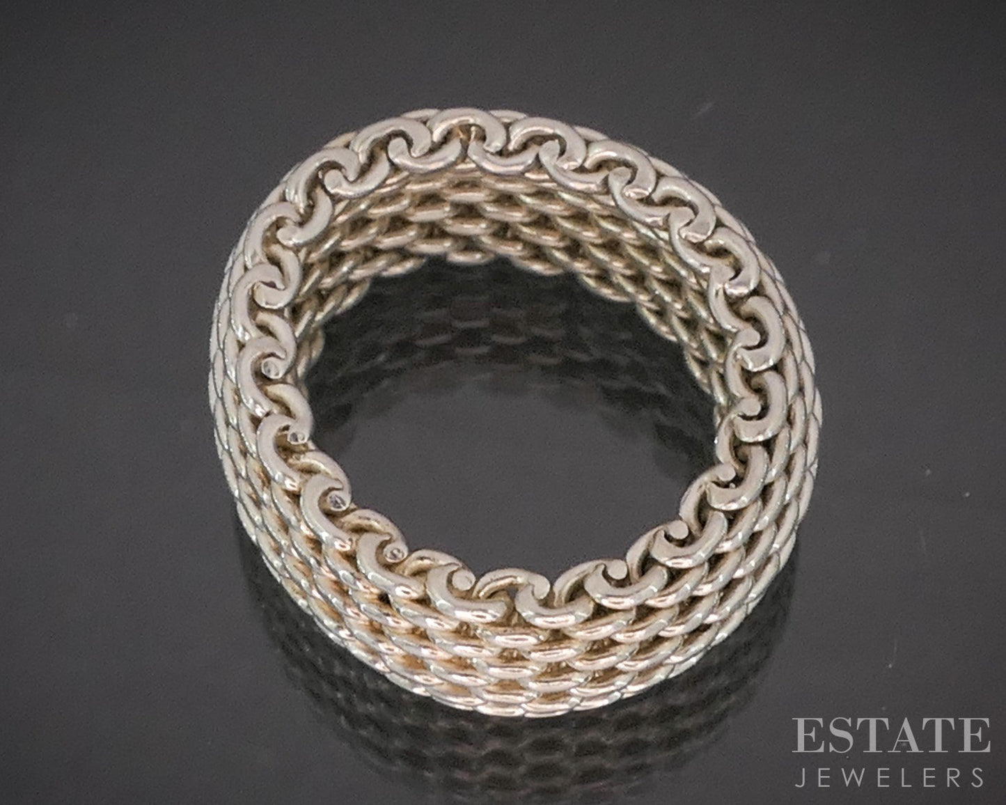 Sterling Silver Tiffany & Co. 10mm Mesh Ladies Band Ring 9g p14917