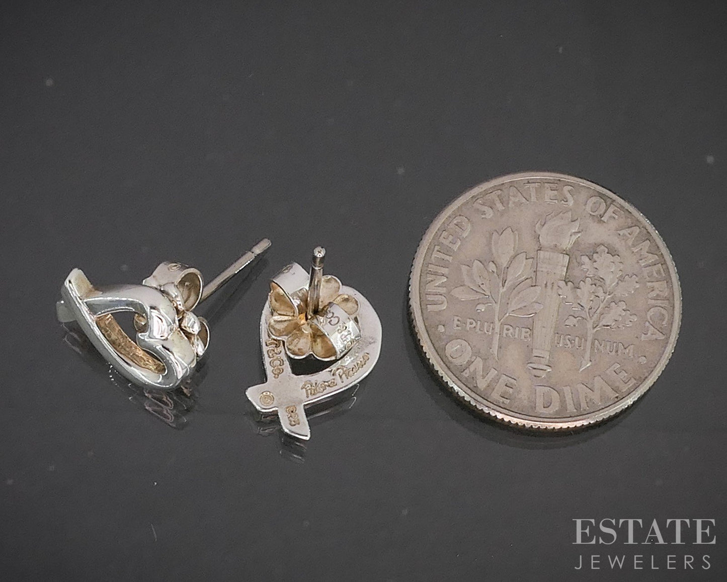 Sterling Paloma Picasso Tiffany & Co Loving Heart Stud Earrings 1.6g p14930