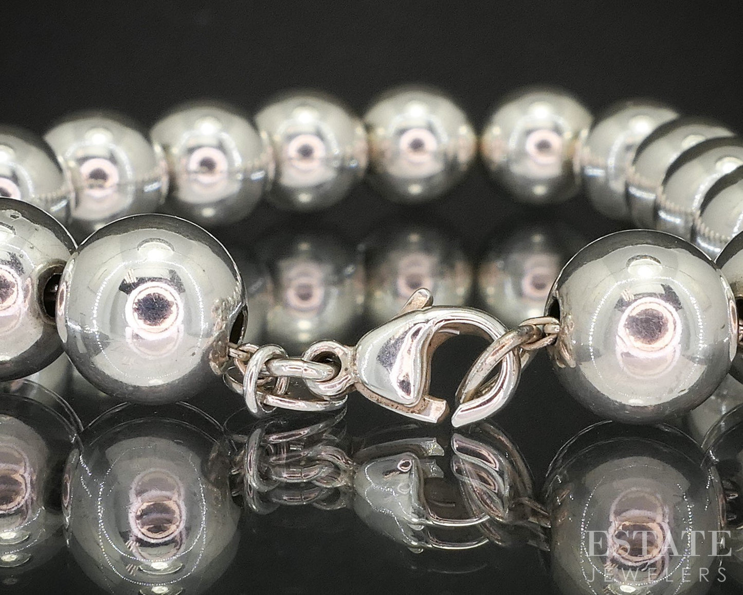 Sterling Silver Tiffany & Co. 10mm Beaded Chain Ladies Bracelet 17.9g 7"L p14964