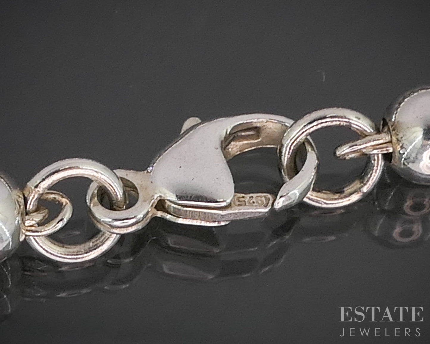Sterling Tiffany & Co. Return Heart Charm Beaded Chain Bracelet 5.5g 7"L p14965