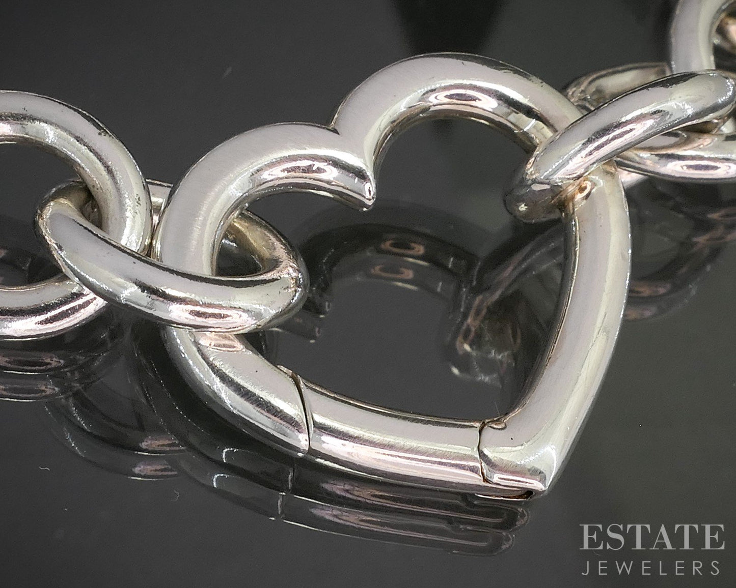 Sterling Tiffany & Co. Hinged Heart Cable Chain Ladies Bracelet 45g 7.5"L p14959