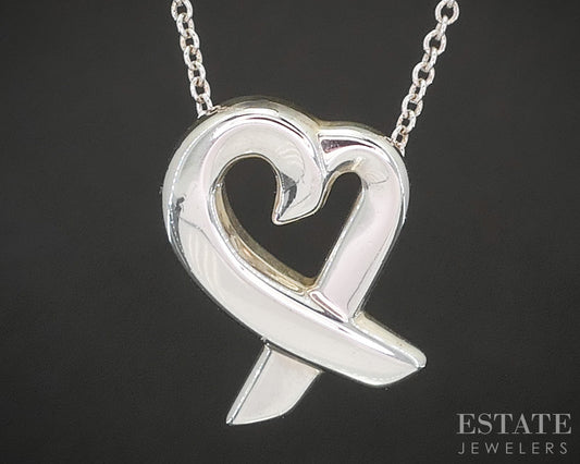 Sterling Paloma Picasso Tiffany & Co Loving Heart Necklace 2.7g 16"L p14934
