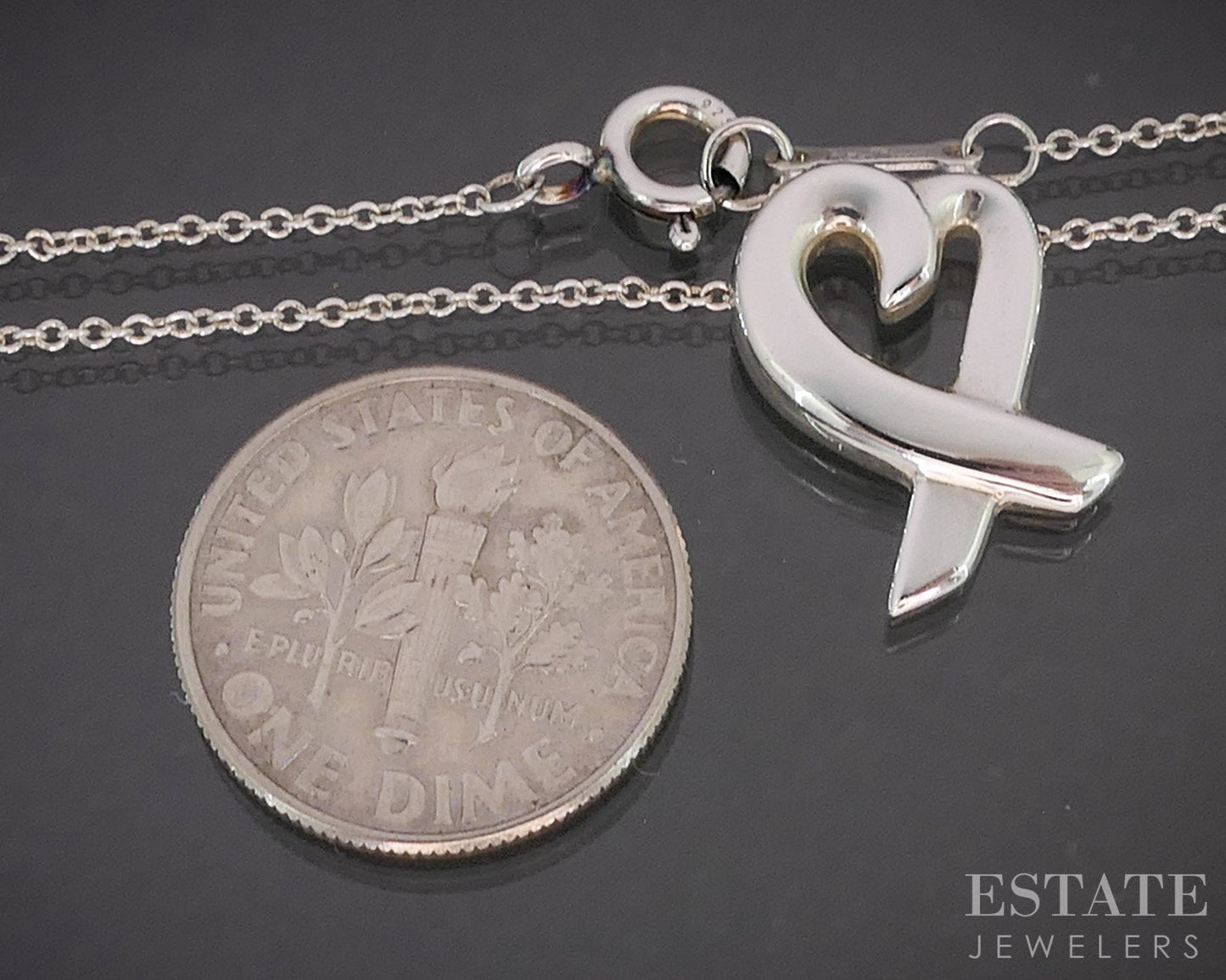 Sterling Paloma Picasso Tiffany & Co Loving Heart Necklace 2.7g 16"L p14934