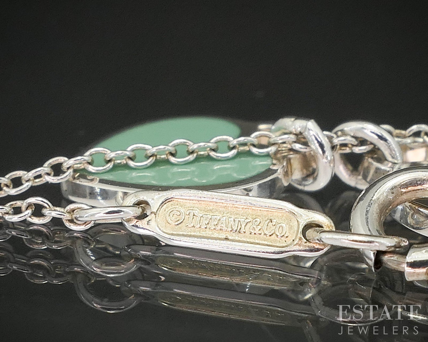 Sterling Tiffany & Co. Enameled Double Heart Tag Necklace 2.8g 16"L p14938