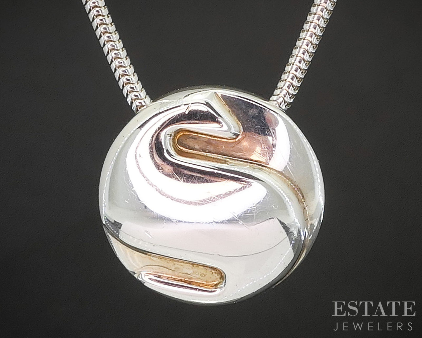 Sterling Silver Tiffany & Co. S Initial Snake Chain Necklace 12.3g 15.5"L p14953