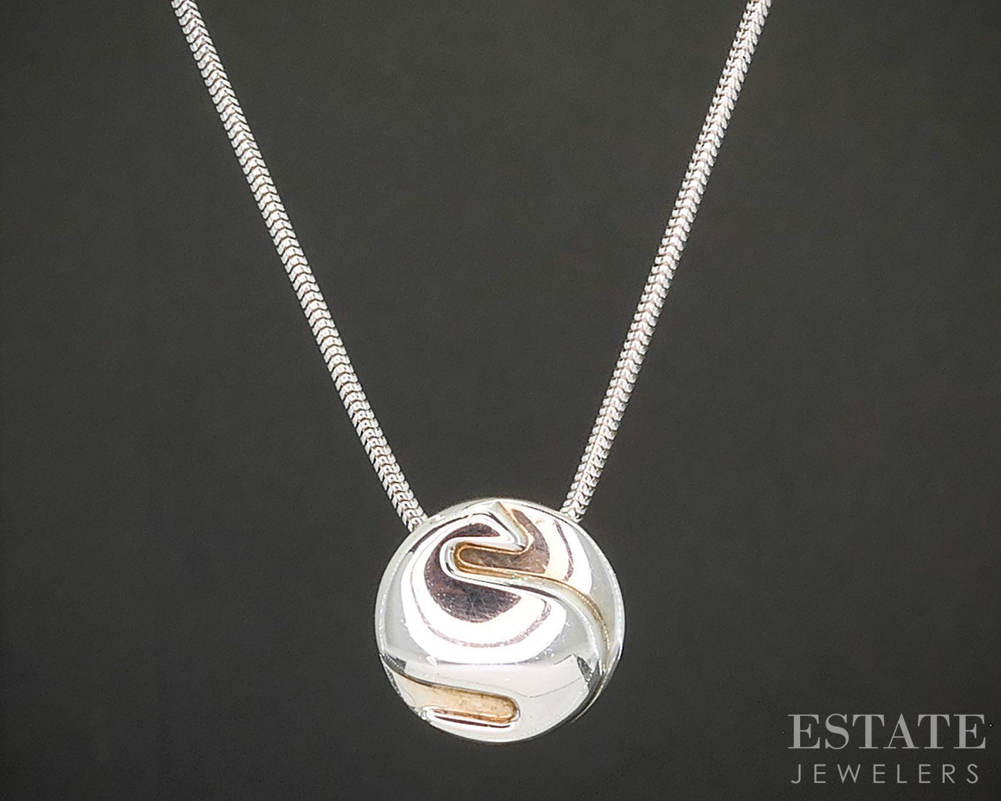 Sterling Silver Tiffany & Co. S Initial Snake Chain Necklace 12.3g 15.5"L p14953