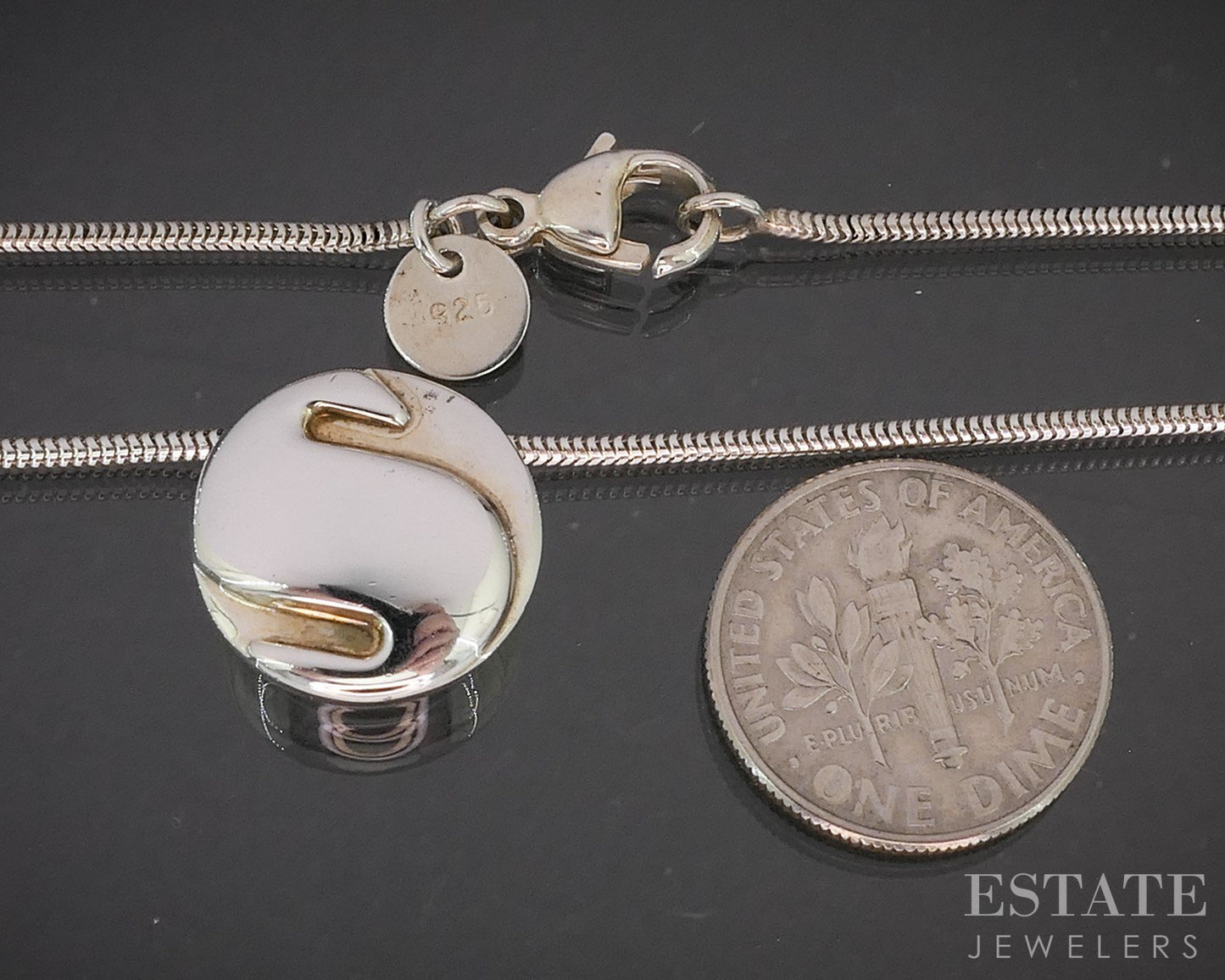 Sterling Silver Tiffany & Co. S Initial Snake Chain Necklace 12.3g 15.5"L p14953