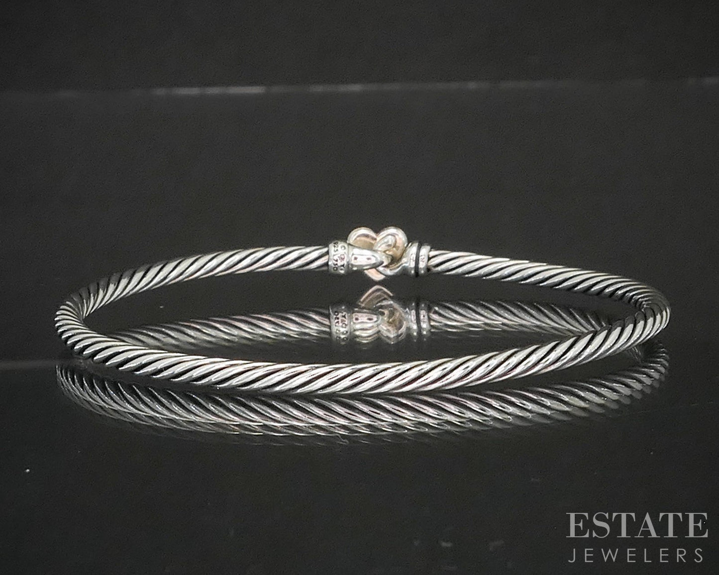 18k & Sterling David Yurman Heart Cable Bangle Bracelet 10.1g p14888