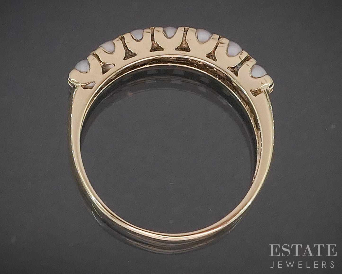 Vintage 10k Yellow Gold 2.5mm Seed Pearl Ladies Band Ring 1.8g p15579