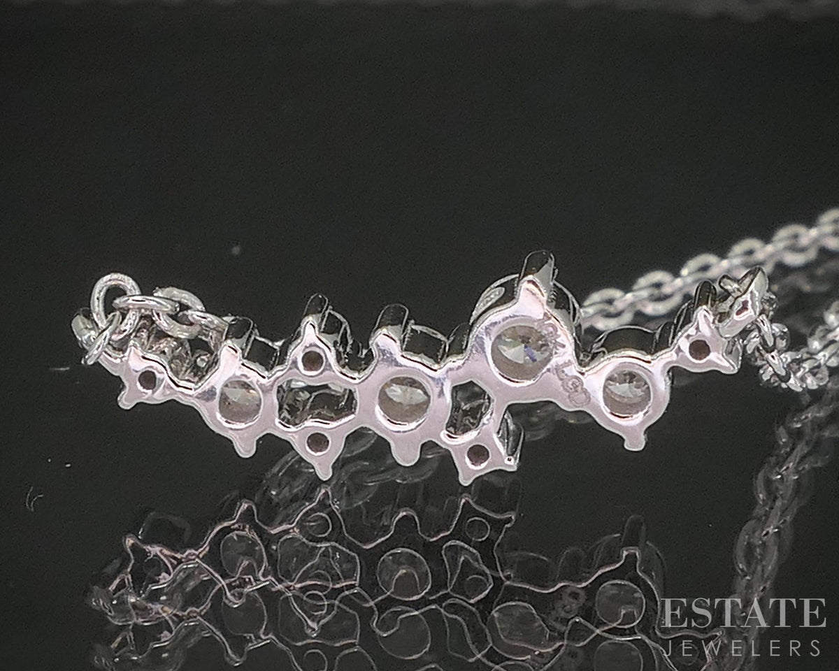 10k White Gold Lab Created Diamond Scattered Ladies Necklace 16"L p17029