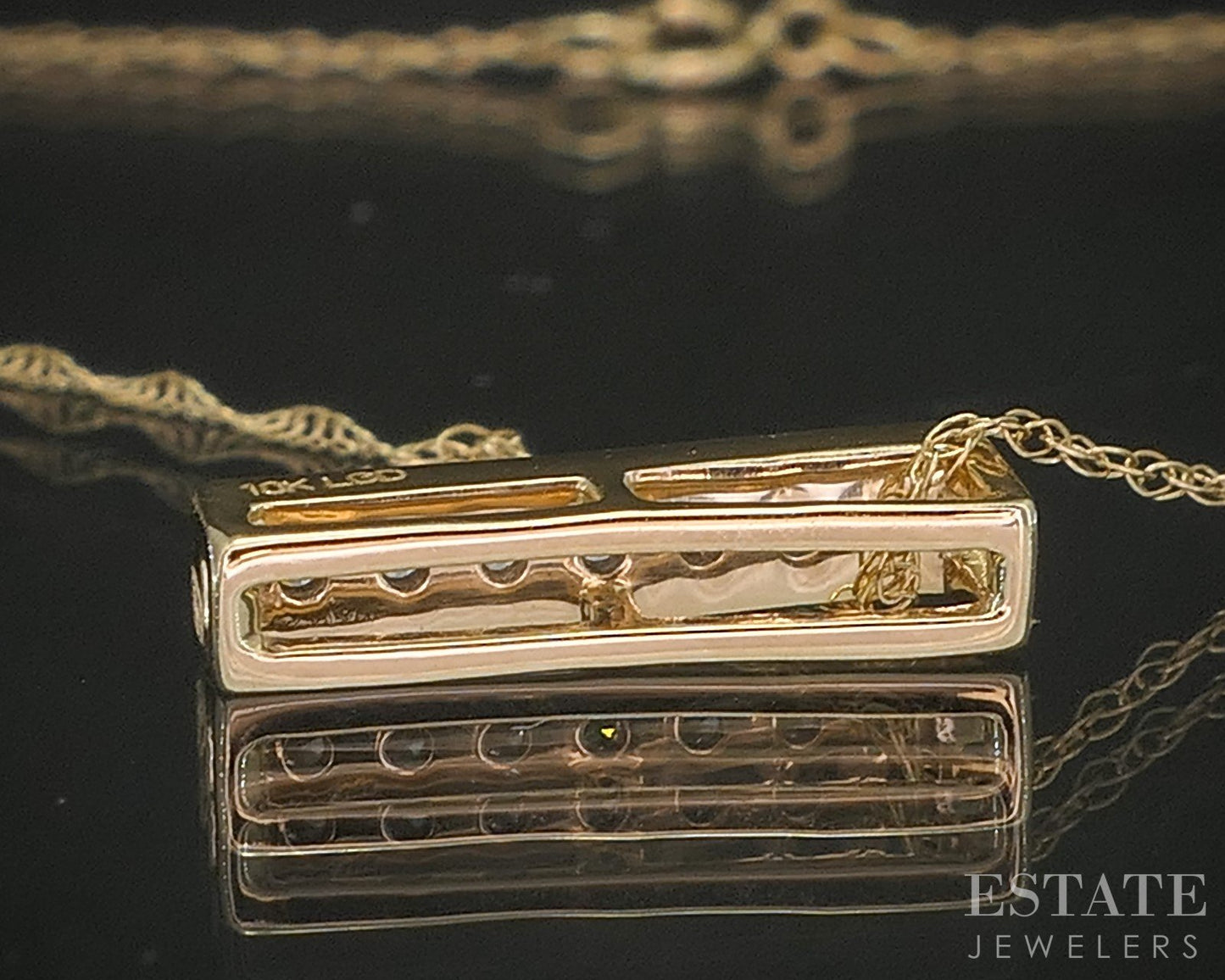 10k Yellow Gold Lab Created .10ctw Diamond Bar Ladies Necklace 0.6g 18"L p17028