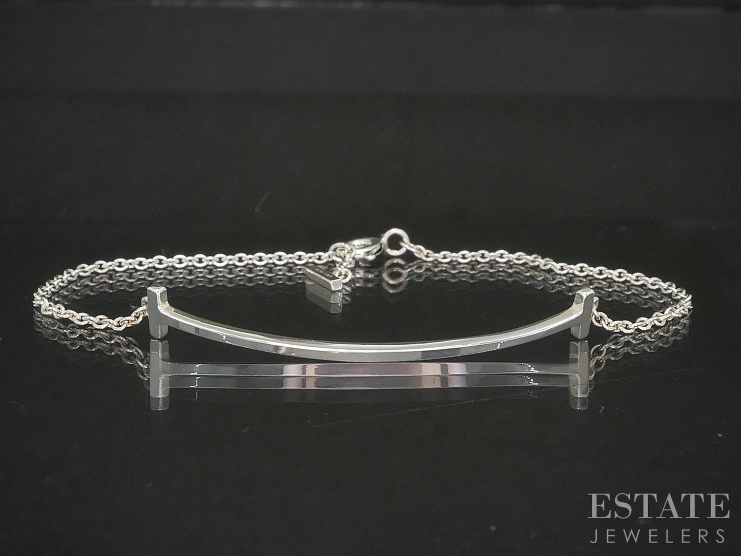 Sterling Tiffany & Co. "T" Smile Cable Link Ladies Bracelet 1.8g 6.5"L i20069