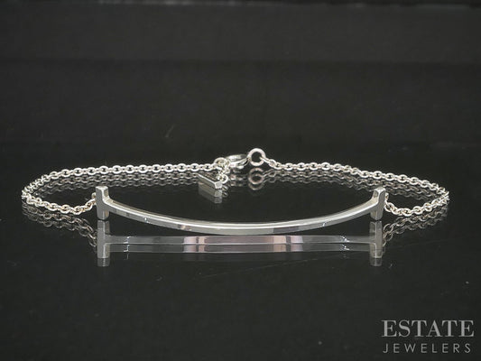 Sterling Tiffany & Co. "T" Smile Cable Link Ladies Bracelet 1.8g 6.5"L i20069