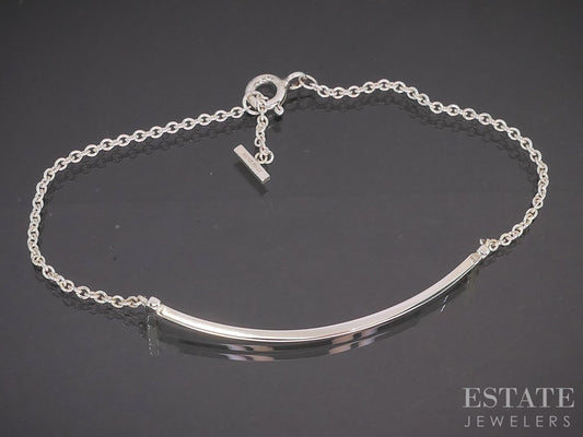 Sterling Tiffany & Co. "T" Smile Cable Link Ladies Bracelet 1.8g 6.5"L i20069