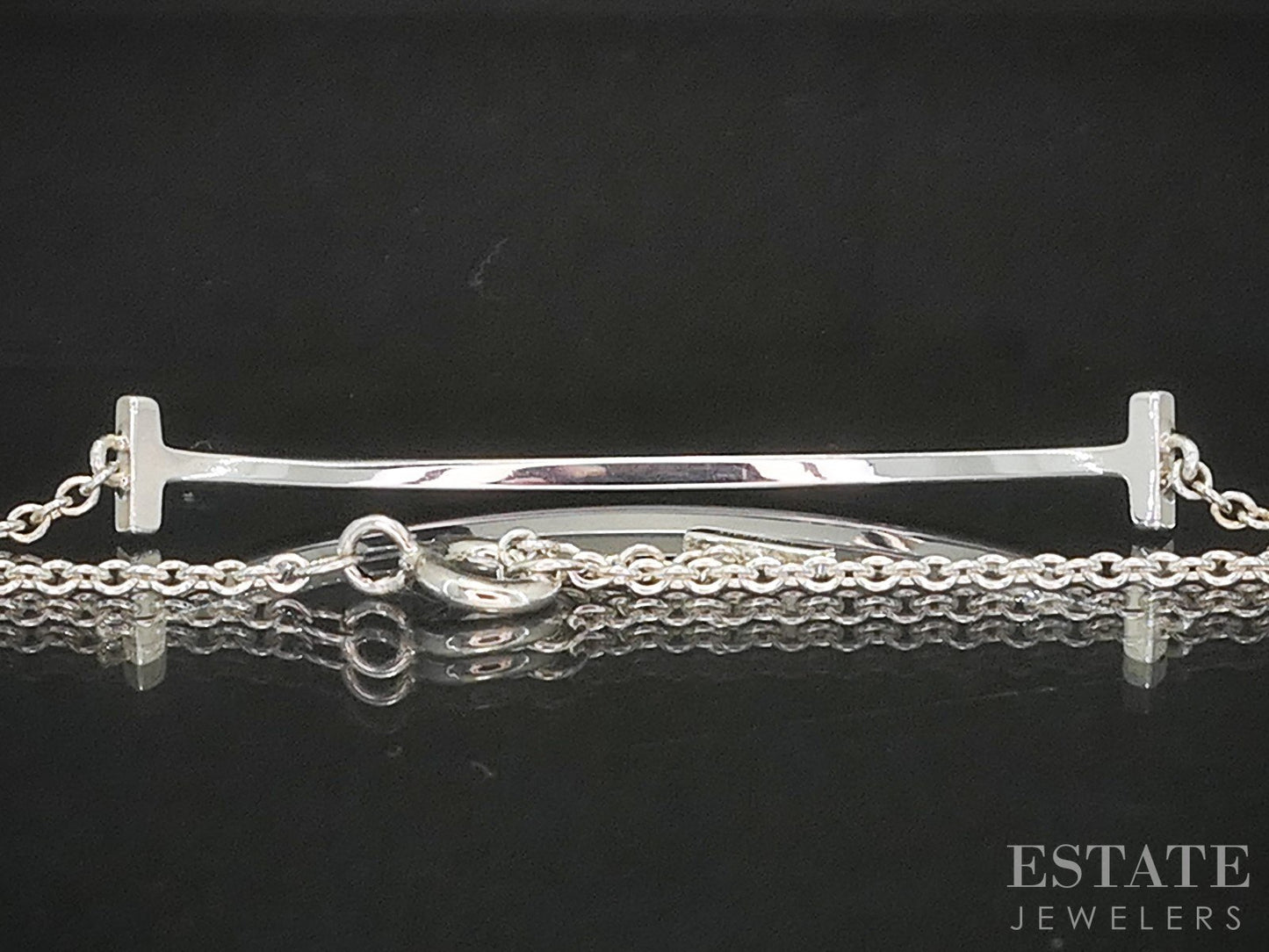 Sterling Tiffany & Co. "T" Smile Cable Link Ladies Bracelet 1.8g 6.5"L i20069