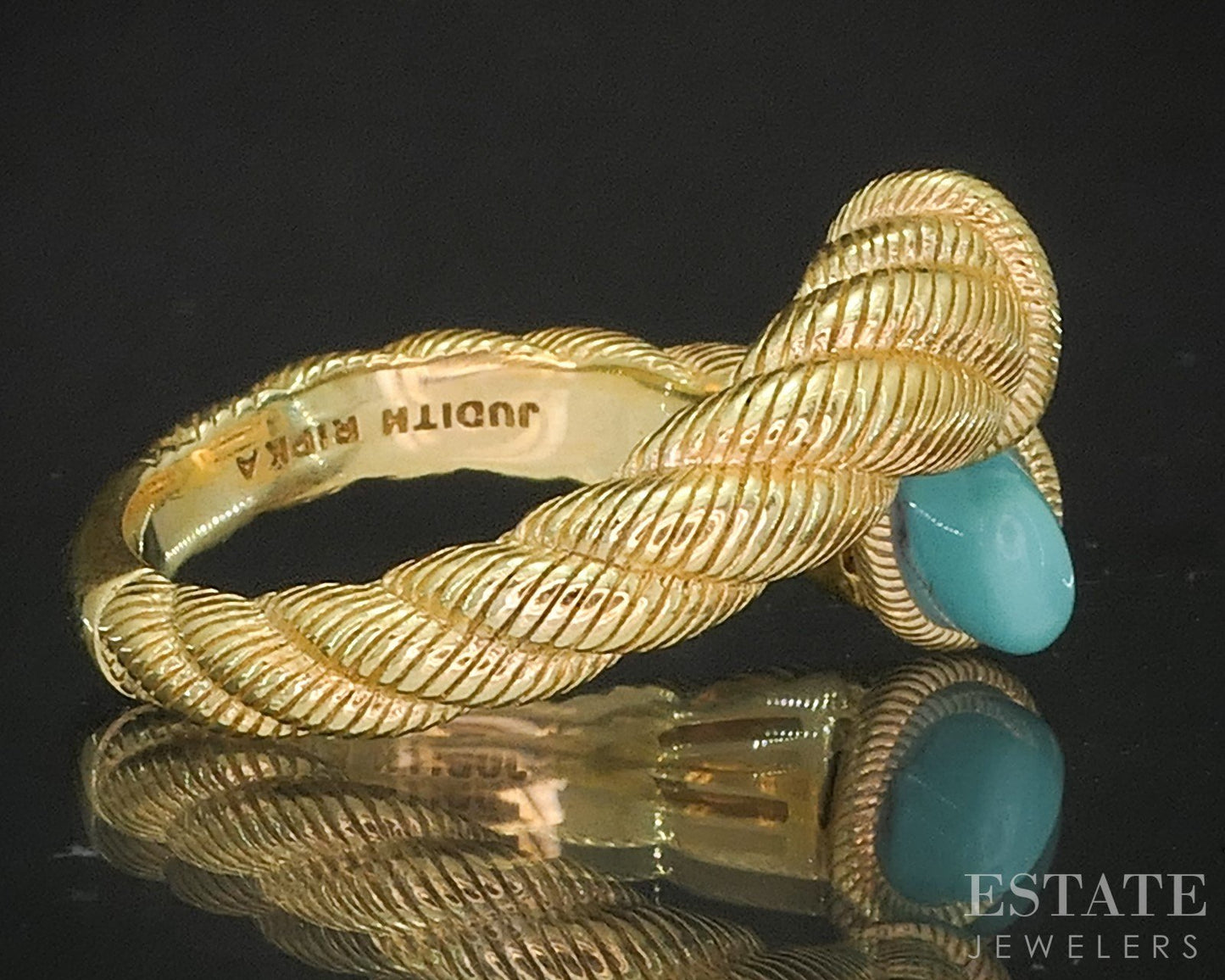 Sterling Silver Judith Ripka Turquoise Cable Bypass Band Ring 7.2g p17234