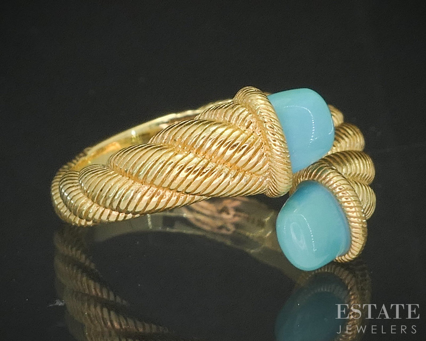 Sterling Silver Judith Ripka Turquoise Cable Bypass Band Ring 7.6g p17236