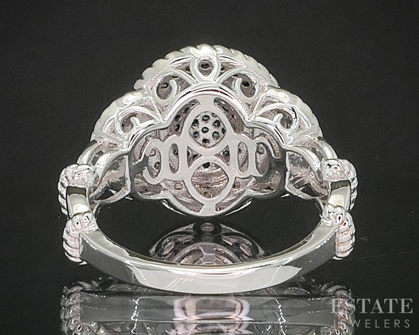 Sterling Silver Natural Blue Diamond Cluster Ladies Ring 5.4g p17242