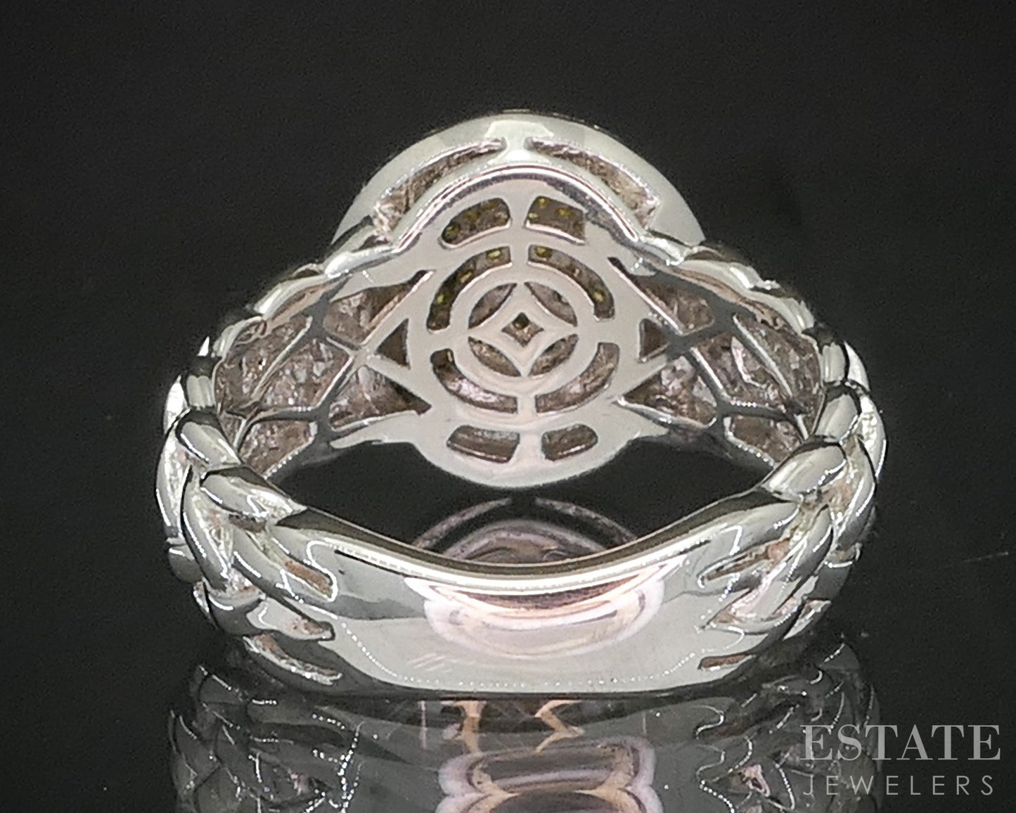 Sterling Silver Natural Yellow Diamond Cluster Ladies Ring 7.5g p17247