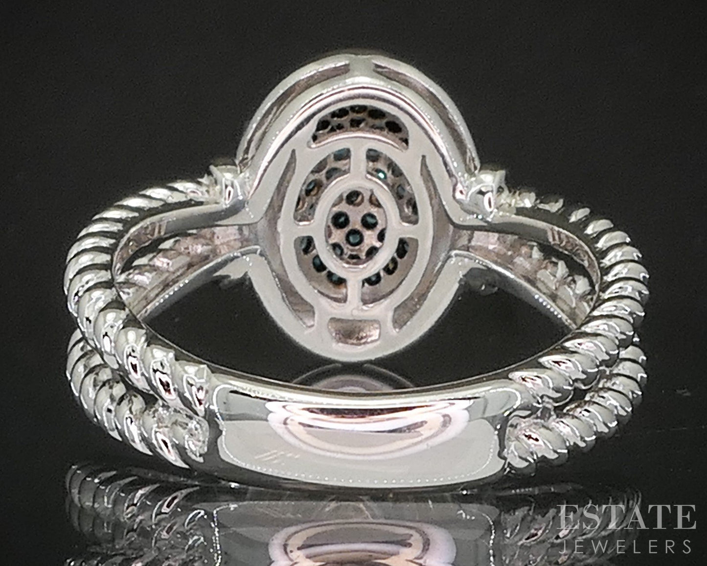 Sterling Silver Natural Blue Diamond Cluster Ladies Ring 6.2g p17251